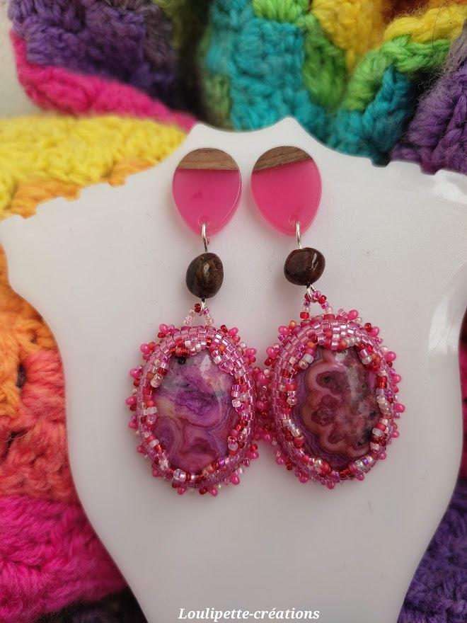 Boucles d'oreilles agates crazy lace