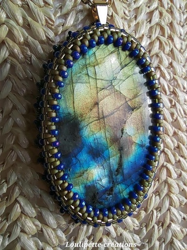 Collier labradorite bleu et chocolat