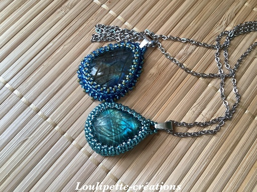 Collier au choix, labradorites brodées de perles