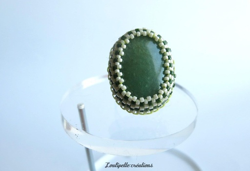 Bague brodée pierre aventurine